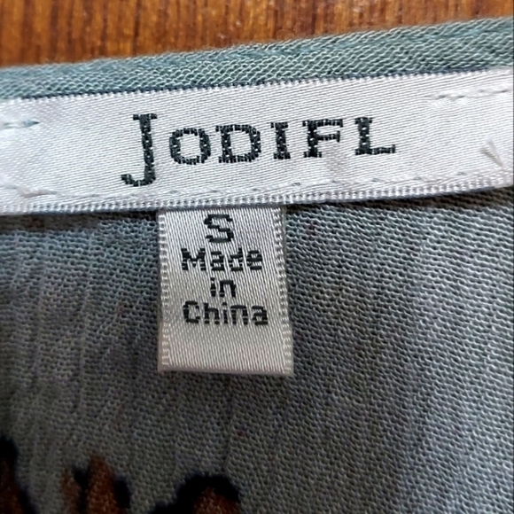 Jodifl Small boho babydoll Dress vneck lined blue/green soft colors , pockets - Picture 2 of 15